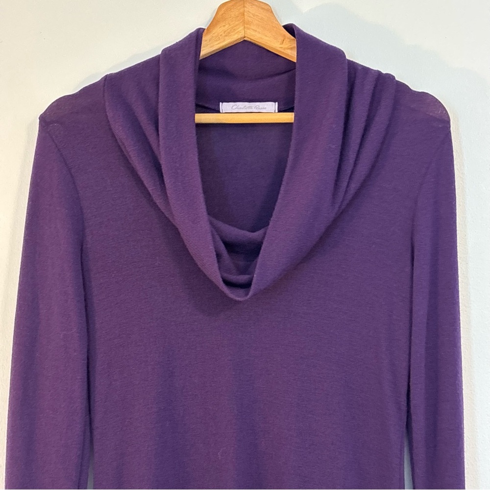Charlotte Russe Purple Cowl Neck Stretch Top Size L - Picture 2 of 8